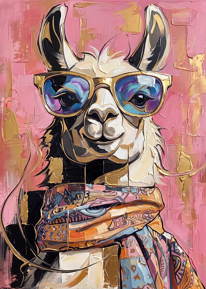 Stylish Llama in Gold Sunglasses
