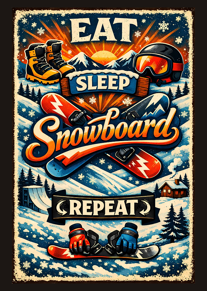 Eat Sleep Snowboard Repeat Poster