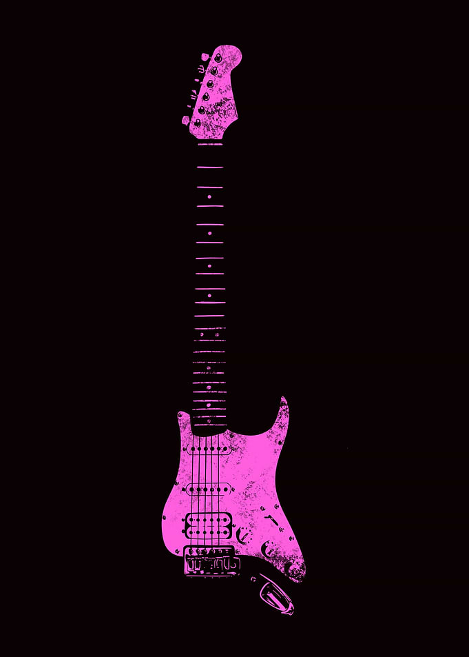 Distressed Pink Electric Guitar Silhouette