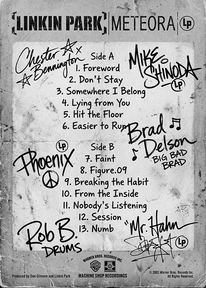 Linkin Park Meteora Signed Tracklist Poster