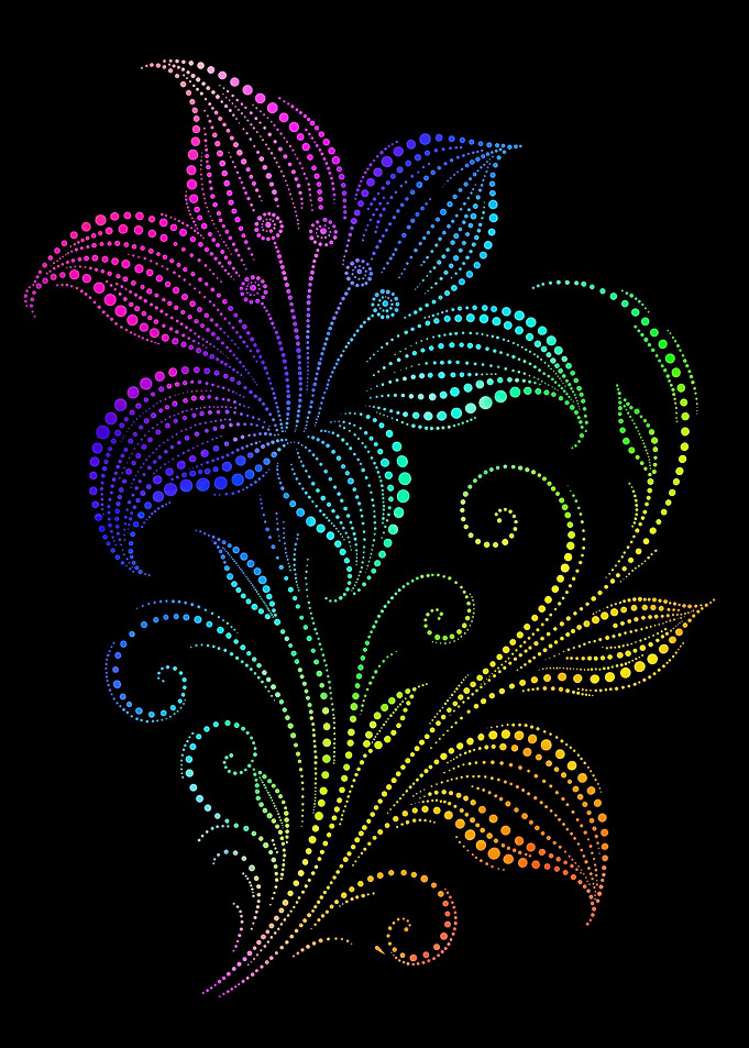 Rainbow Dotted Lily Floral Art