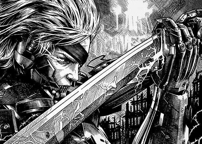 Raiden Metal Gear Rising Black and White Art