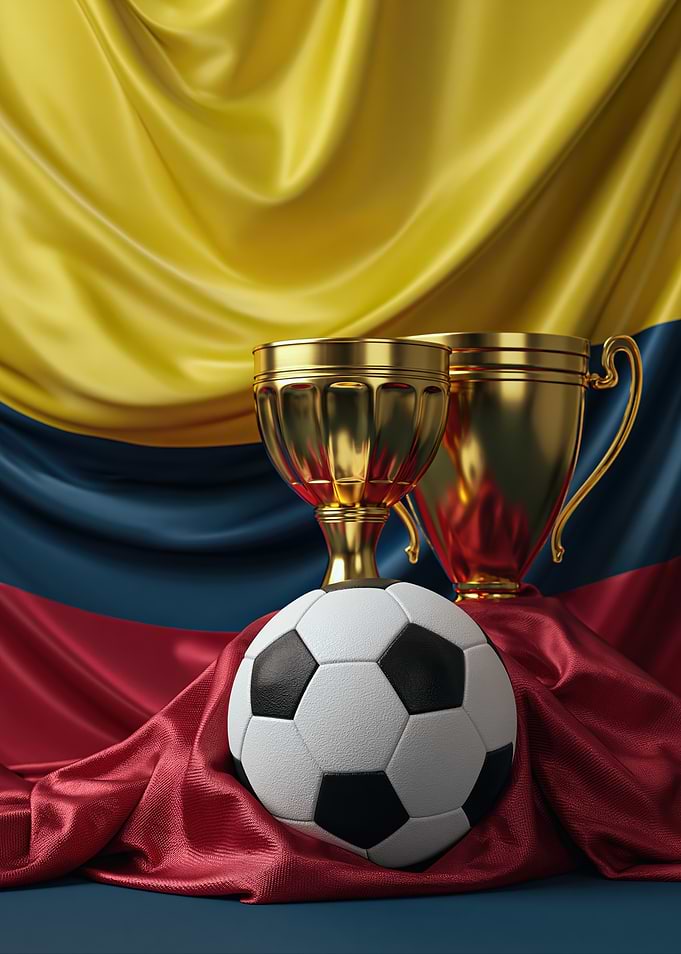 Colombia Soccer Trophies and Ball