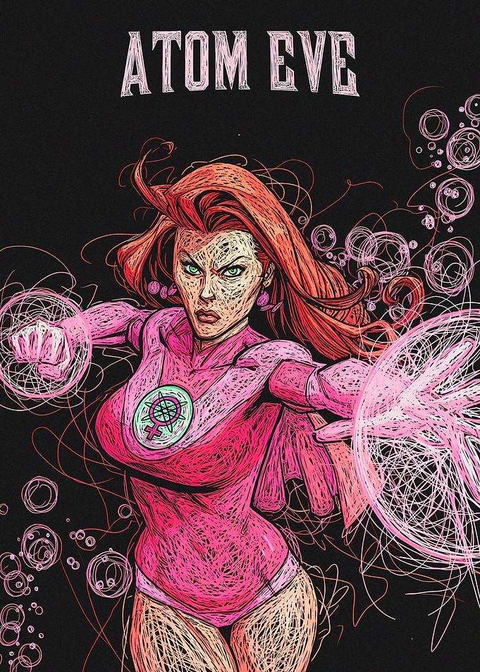 Atom Eve Scribble Art Poster