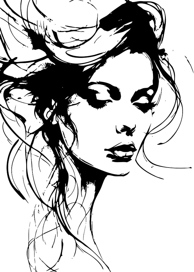 Minimalist Ink Sketch of Woman