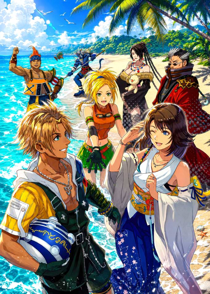 Final Fantasy X Beach Party Illustration