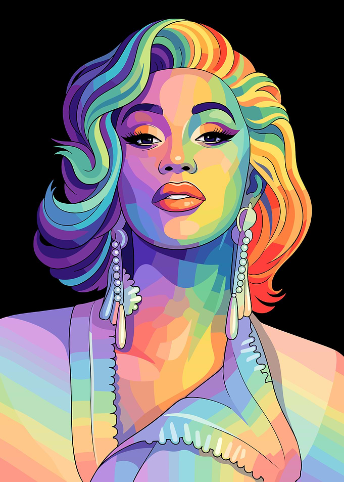 Colorful Pop Art Portrait of Cardi B