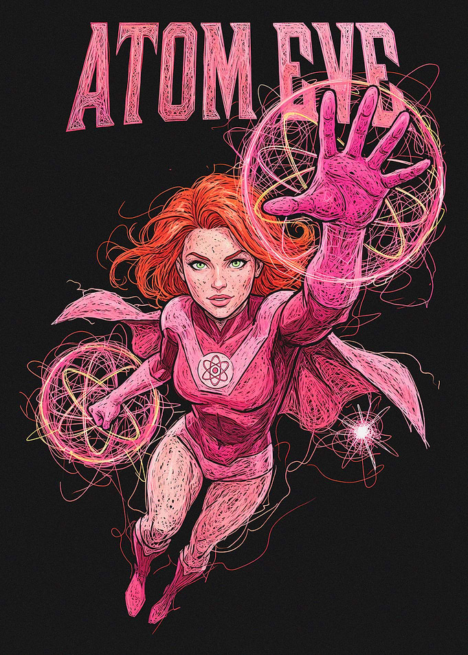 Atom Eve Scribble Art Portrait