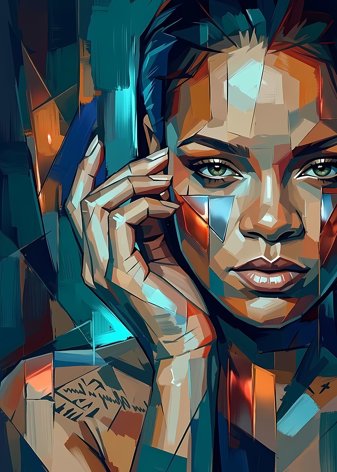 Abstract Cubist Portrait of Rihanna