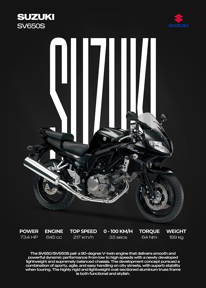 Suzuki SV650S Motorcycle Promotional Poster