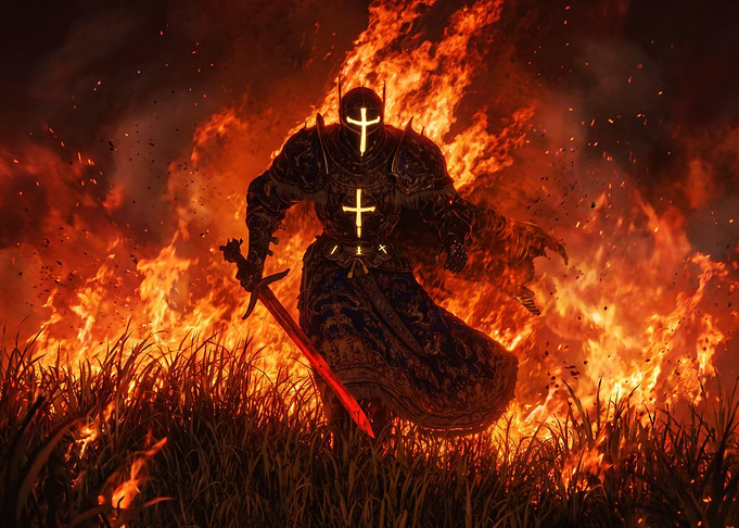 Knight in Burning Field