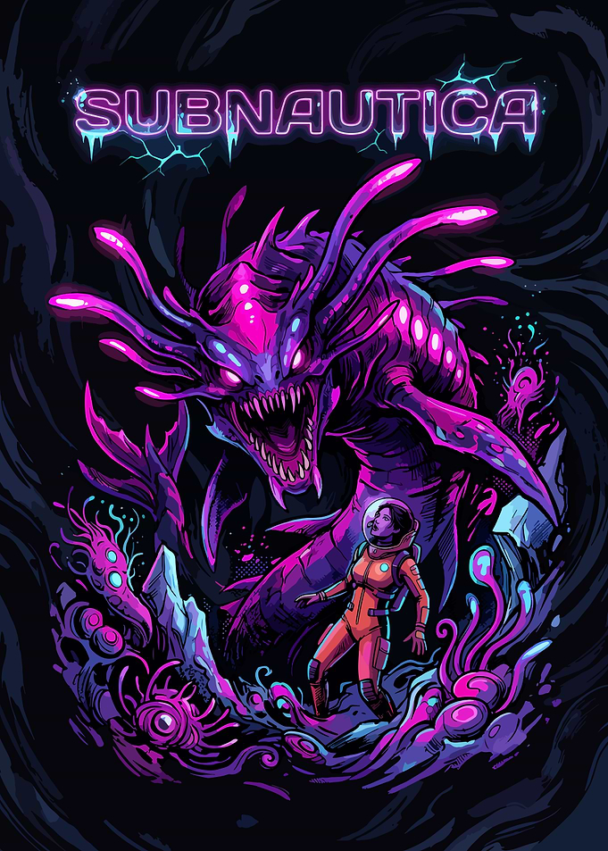 Subnautica Neon Sea Monster Illustration