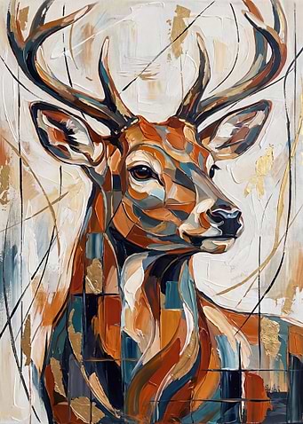 Abstract Oil Painting of a Deer