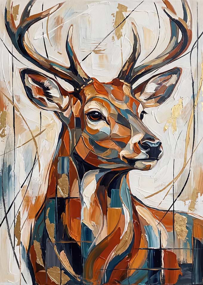 Abstract Oil Painting of a Deer
