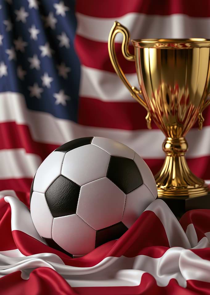 American Soccer Championship Trophy and Ball