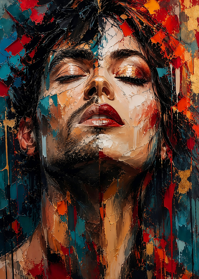 Duality Abstract Portrait Modern Canvas Art