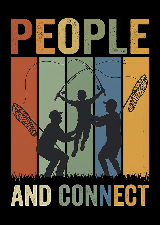 People and Connect Fishing Graphic