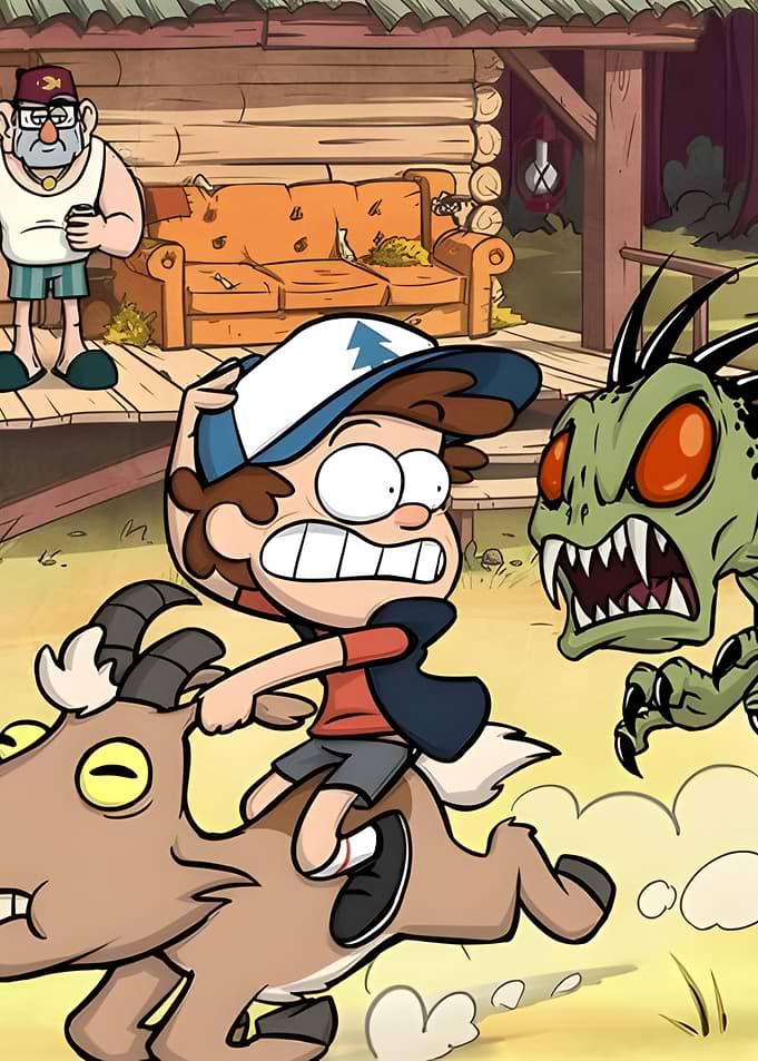 Dipper Pines Riding Goat from Gravity Falls