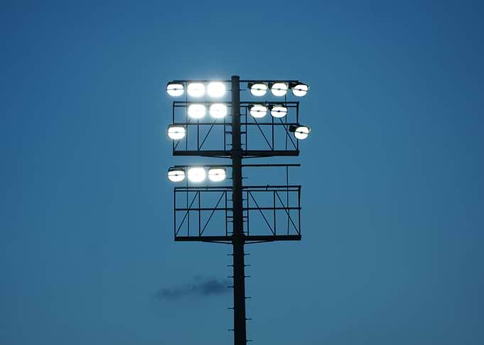 Stadium Floodlight Tower at Dusk