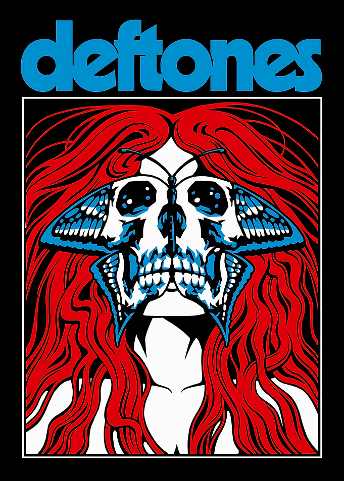 Deftones Skull and Butterfly Graphic Art