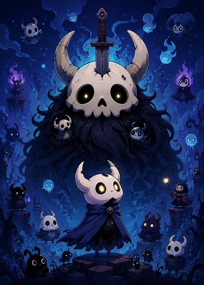 Hollow Knight Inspired Dark Fantasy Illustration