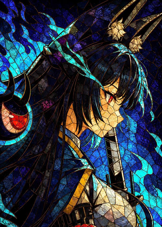 Stained Glass Anime Girl Portrait