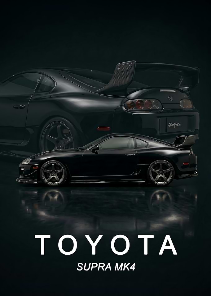 Black art Toyota Supra MK4 Poster