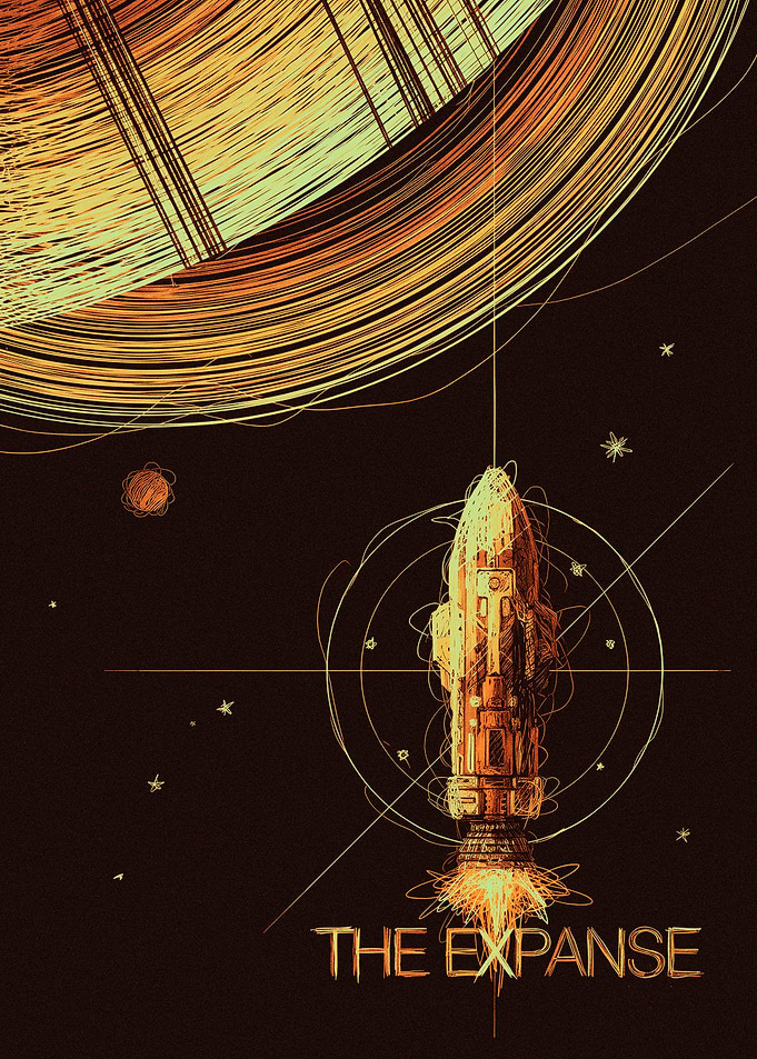 The Expanse Sci-Fi Scribble Art Poster