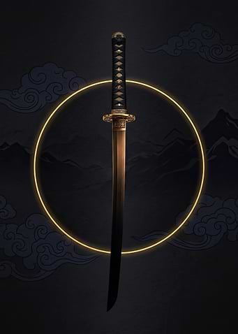 Elegant Golden Katana Sword Art