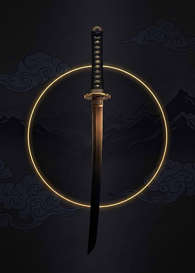 Elegant Golden Katana Sword Art