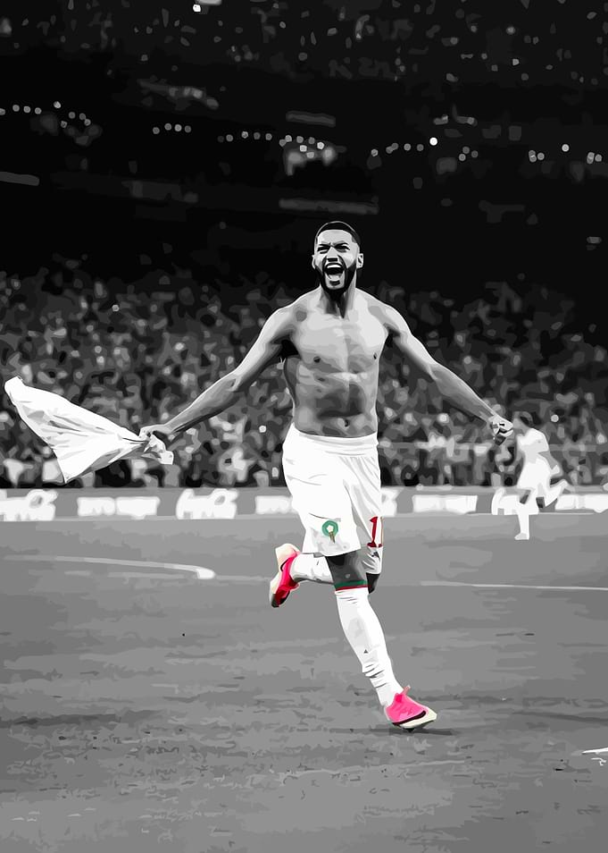 Moroccan Footballer Celebrating Goal