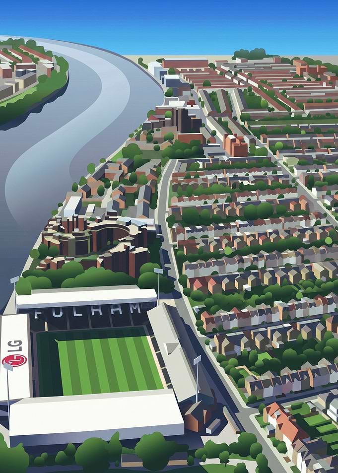 Aerial View of Craven Cottage Stadium