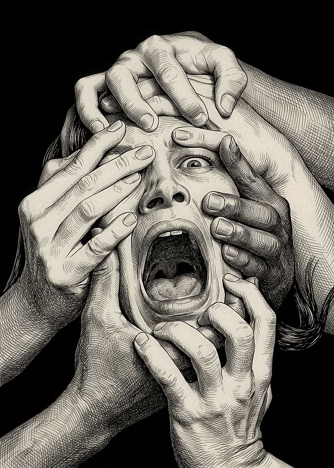 Surreal Illustration of Overwhelming Anxiety