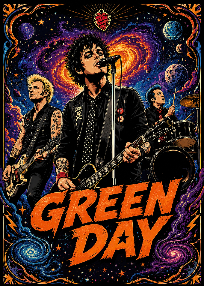Green Day Cosmic Concert Poster