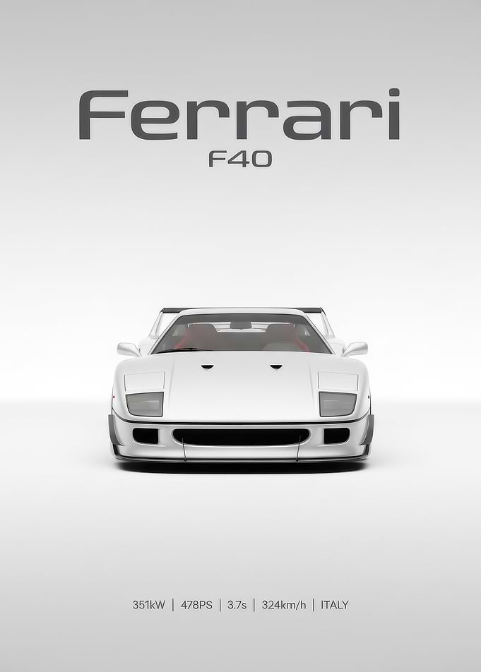 Minimalist Ferrari F40 front car Poster