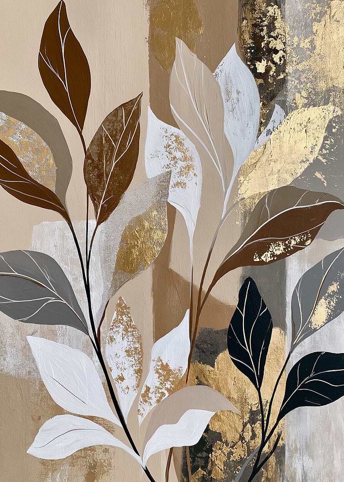 Abstract Gold and Earthy Leaf Art