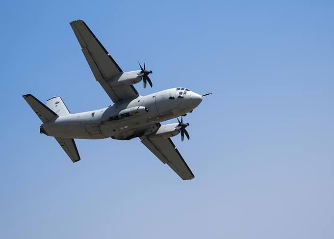 Military Transport Aircraft in Flight C-27J Spartan