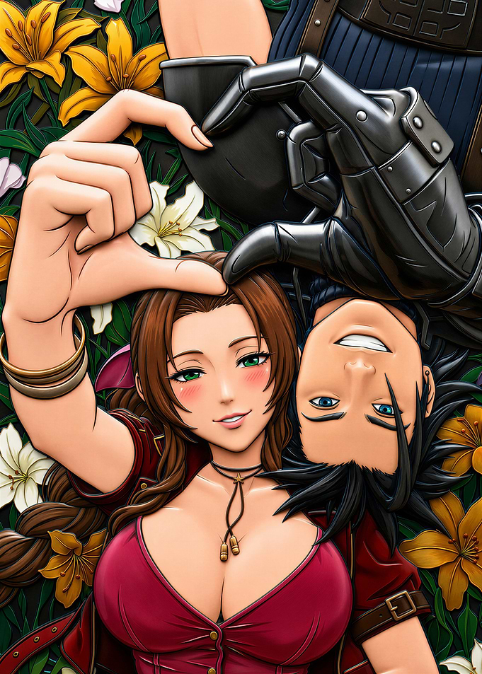 Aerith and Zack Heart Hands
