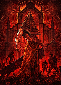 Pyramid Head Stained Glass Horror Art