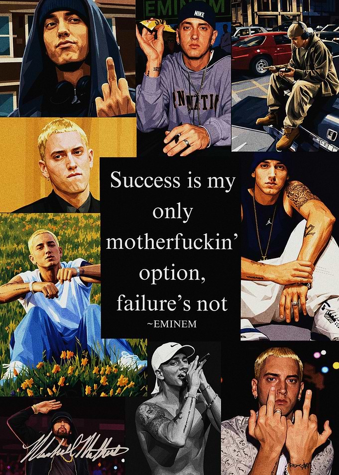 Eminem Inspirational Quote Collage Poster