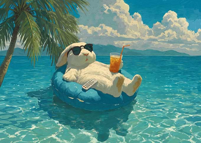 Relaxing Bunny on Tropical Vacation