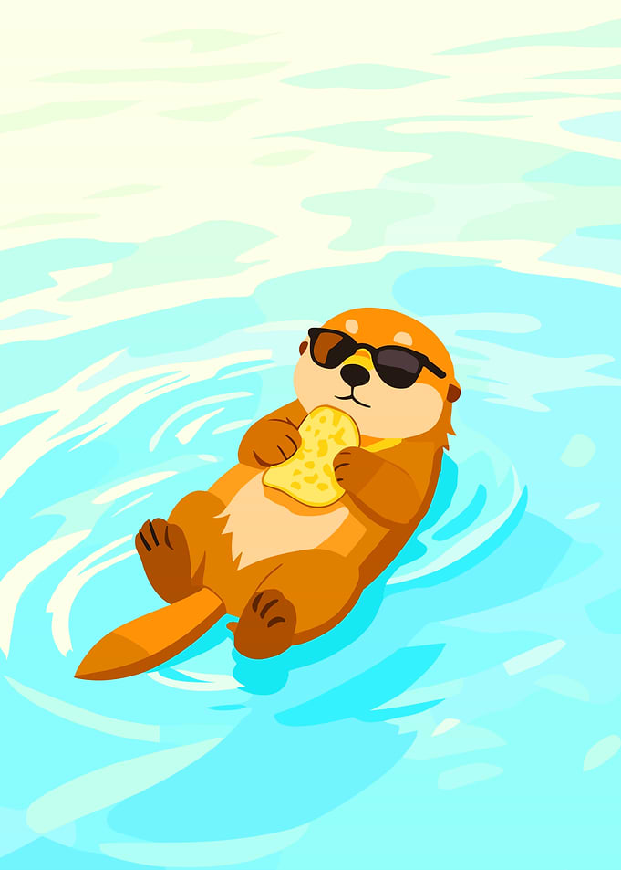Cool Otter Floating with Snack