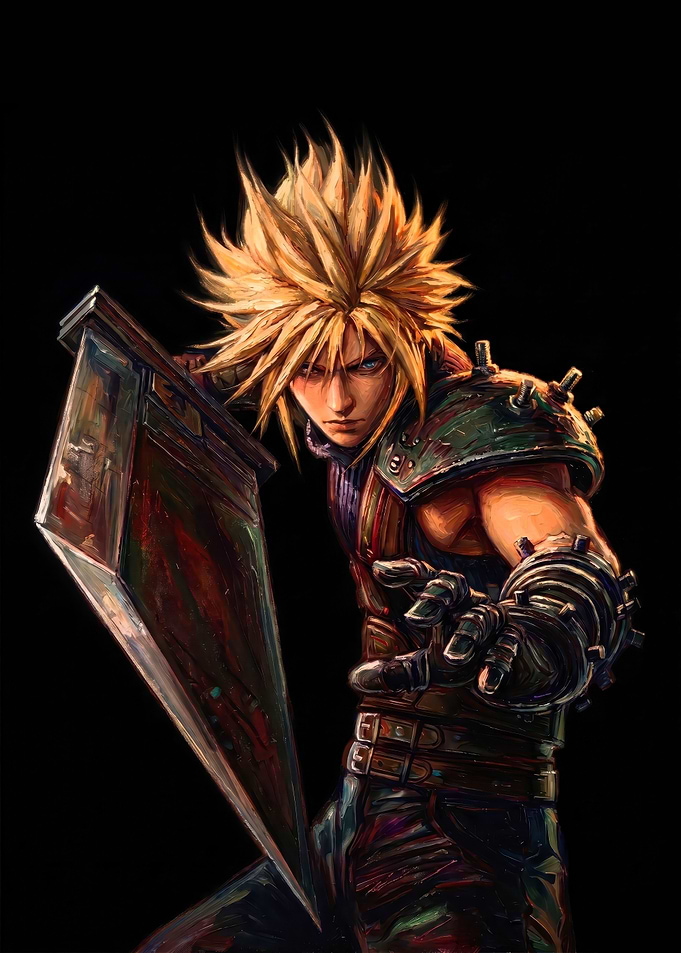 Cloud Strife Oil Painting Style Portrait