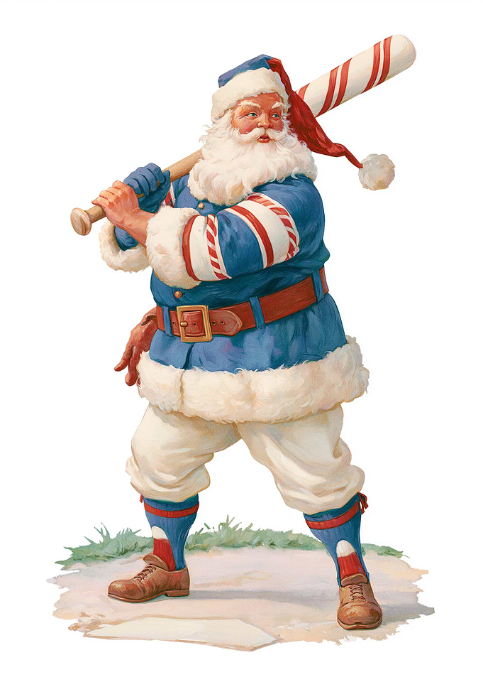 Santa Claus Playing Baseball