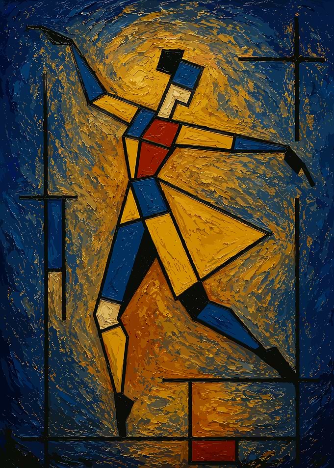 Abstract Geometric Dancer Oil Painting