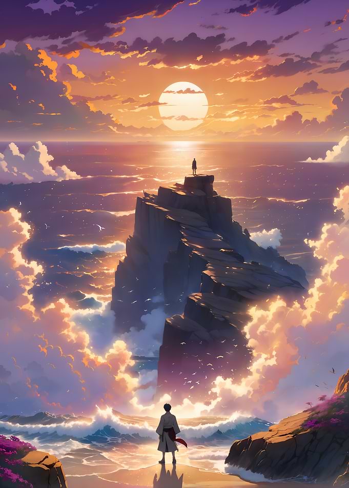 Lone Samurai at Sunset Cliff