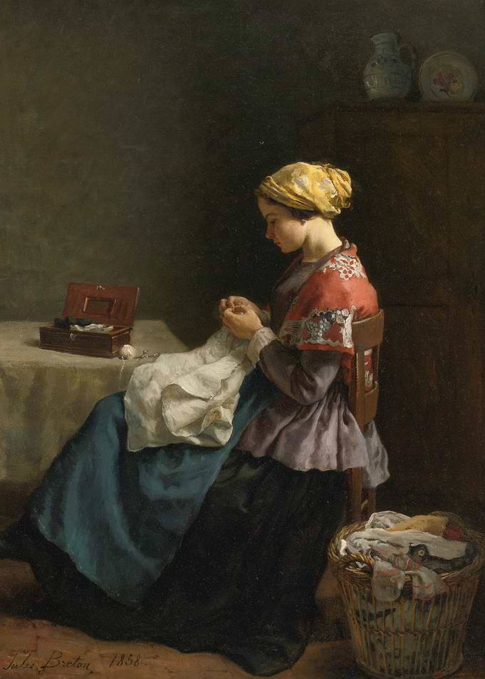 Young Woman Sewing