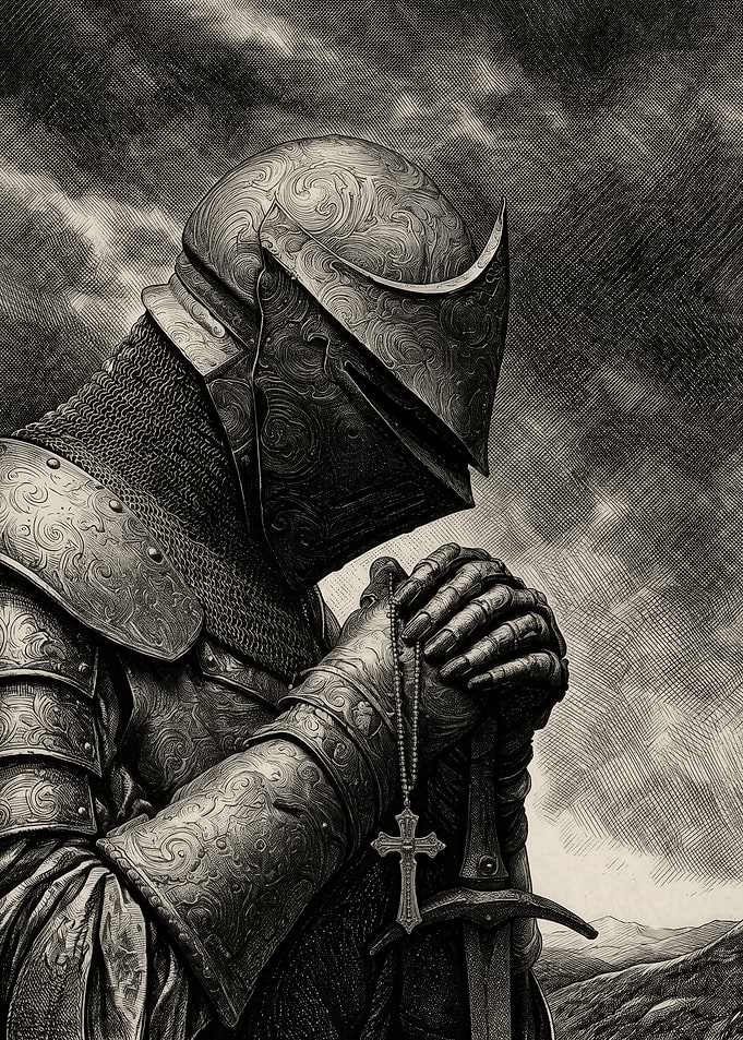 Praying Knight in Ornate Armor