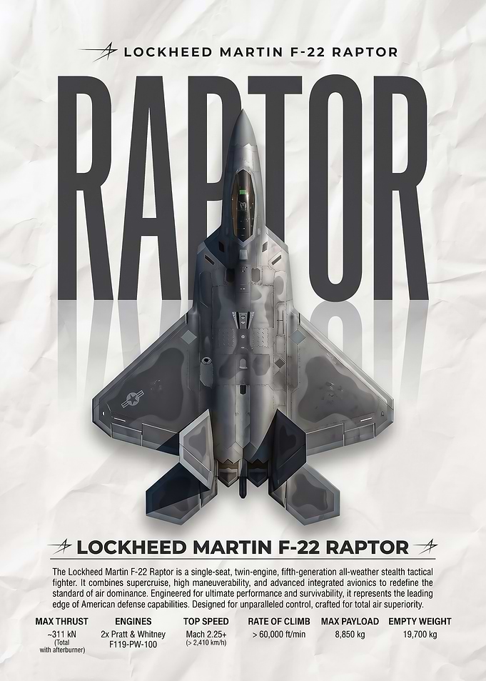 fighter jet Lockheed Martin F-22 Raptor Poster