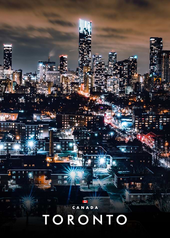 Toronto Cityscape Night View Poster